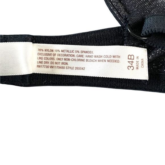 Gillian & O'Malley intimates black mesh bra underwire sz 34B - Picture 4 of 4